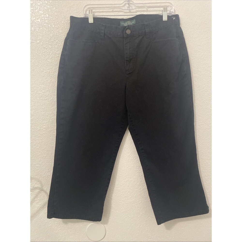 LRL Ralph Lauren Pants 14 Womens Black Chino Career Cropped Zip Trouser Pants